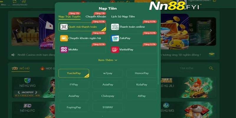 NẠP TIỀN VÀO TÀI KHOẢN NN88BET 