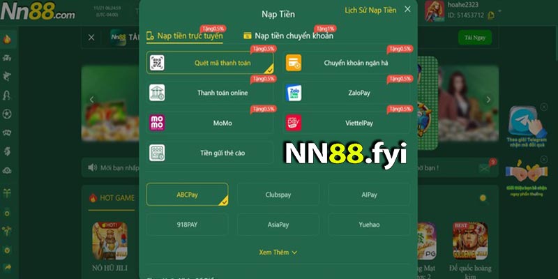 Hướng Dẫn Chi Tiết Nạp Tiền NN88 