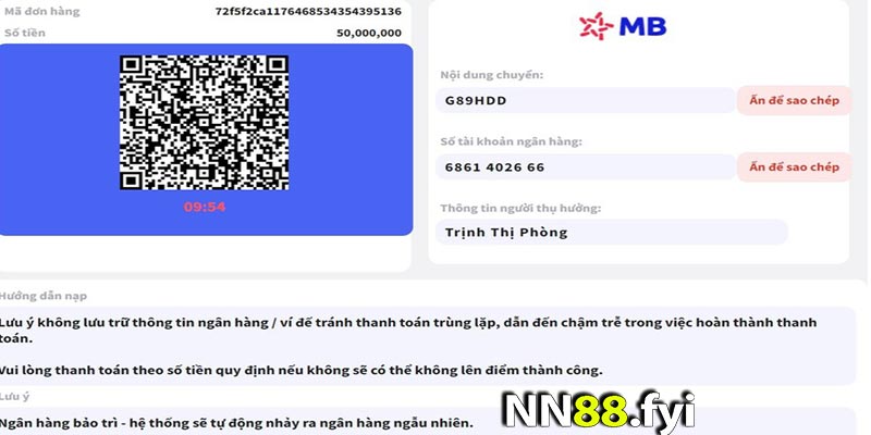 Hướng dẫn nạp tiền NN88 – qua app ngân hàng 